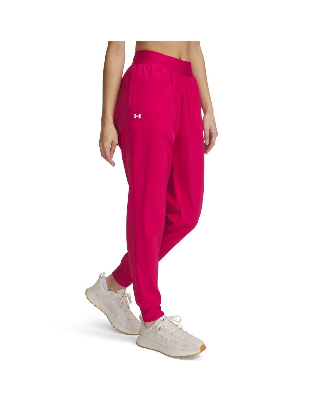 Under Armour Pink High Rise Woven Performance Tracksuit Bottom