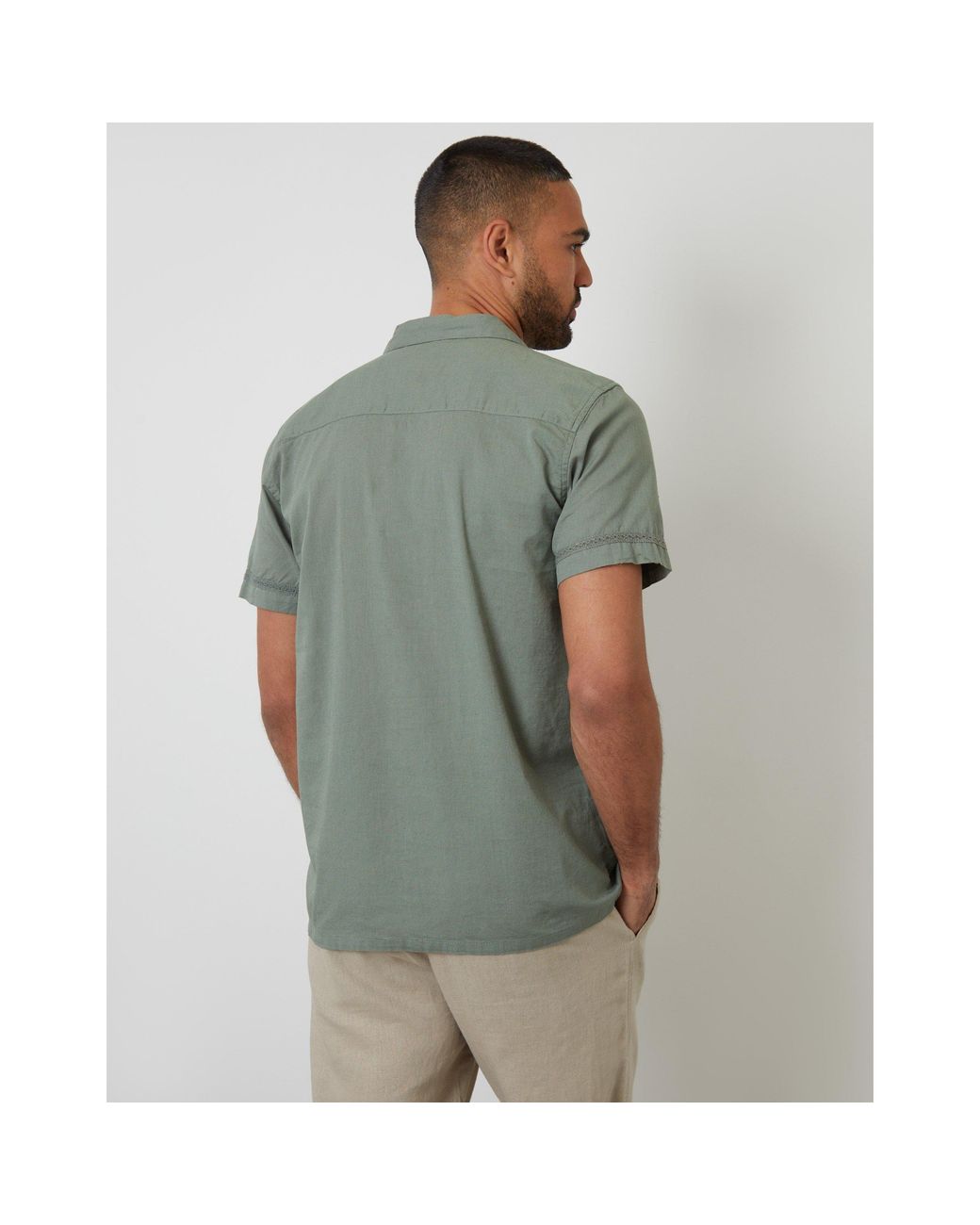 Threadbare Green Worden Short-Sleeve Bowling Shirt for men