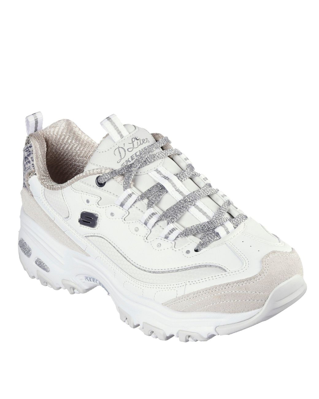 Skechers White Dlite Chic Low-Top Trainers