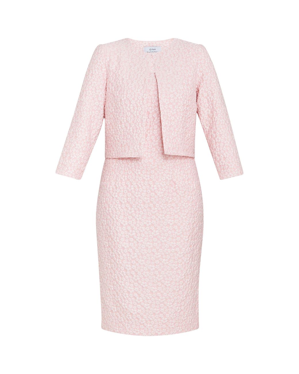 Gina Bacconi Pink Kathy Jacquard Shift Dress And Bolero