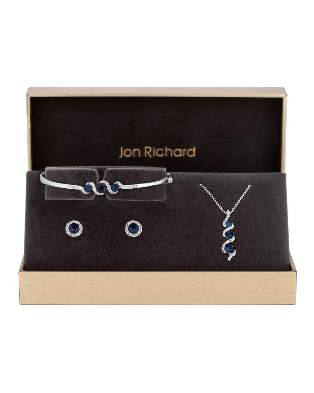 Jon Richard Black Sapphire And Crystal Twist Drop Trio Set