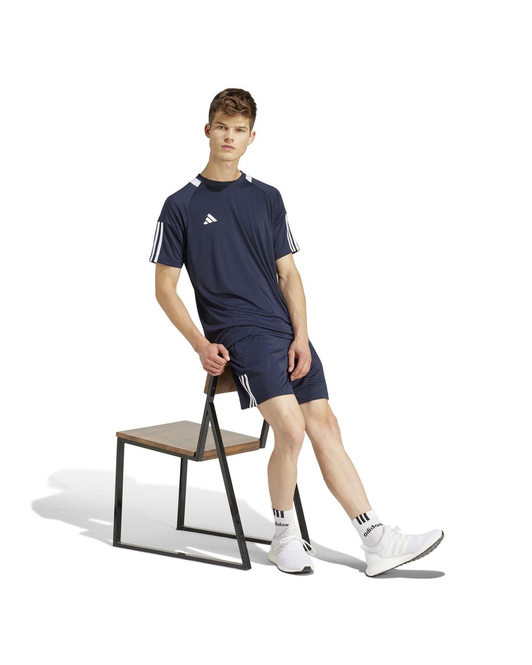 Adidas Blue Classic 3 Stripe Sereno T-Shirt for men