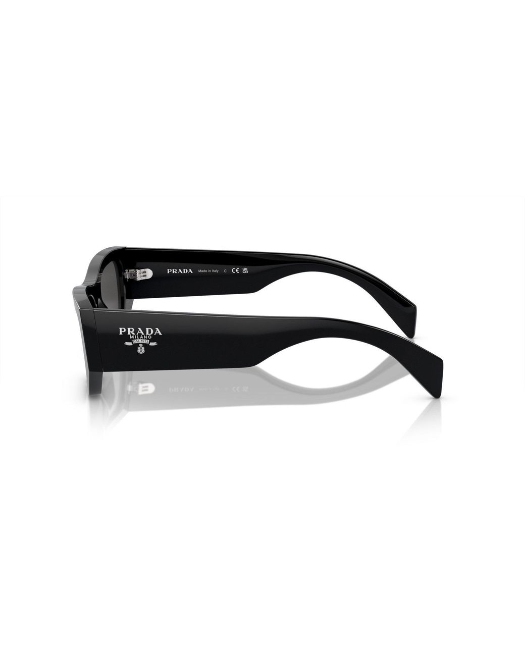 Prada Black Logo Rectangular Sunglasses