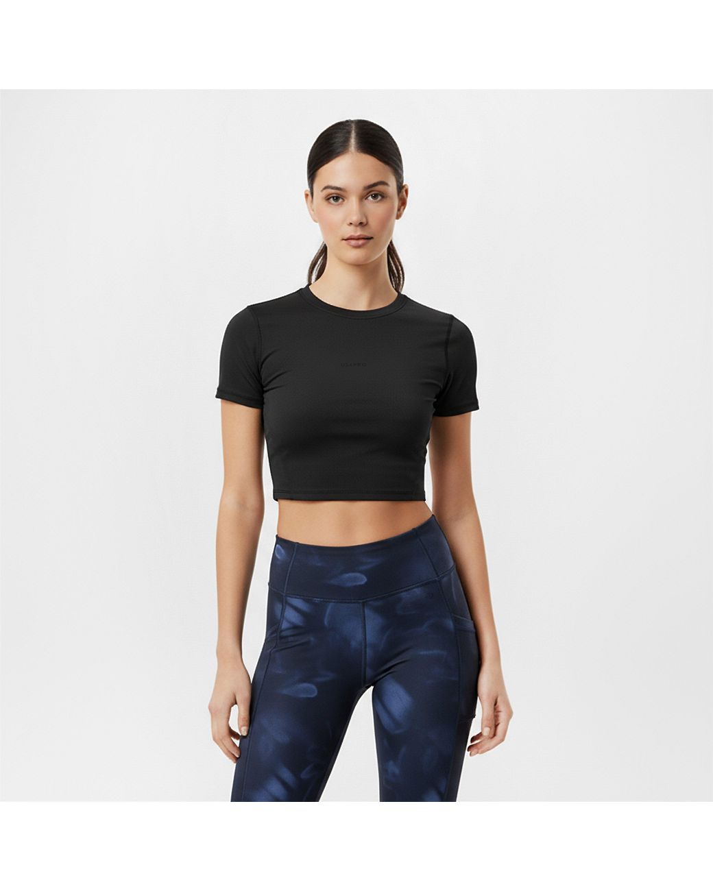 Usa Pro Green Training Ss Crop T-Shirts