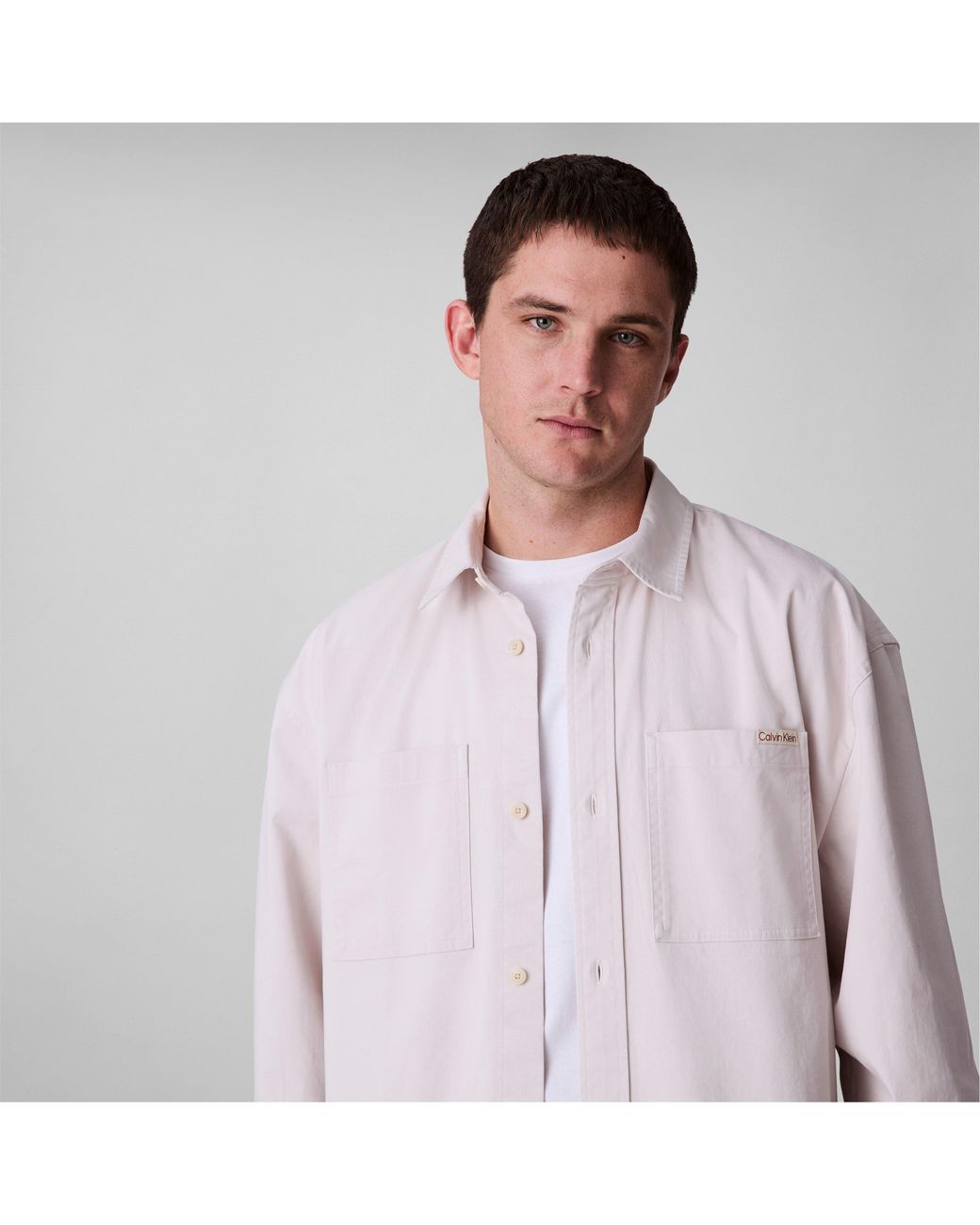 Calvin Klein Purple Relaxed Chambray Cotton Long Sleeve Oversized Fit Overshirt for men