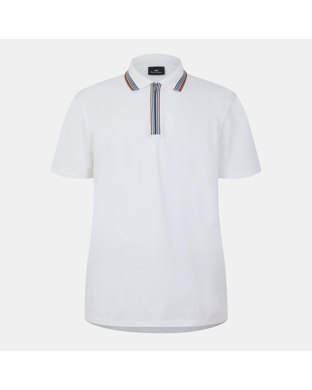 Paul Smith White Zipped Short-Sleeve Polo Shirt for men