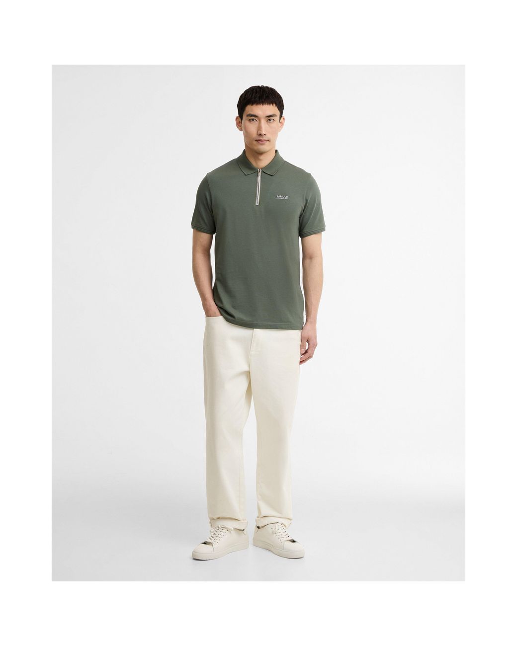 Barbour Green Short Sleeve Polo Shirt for men