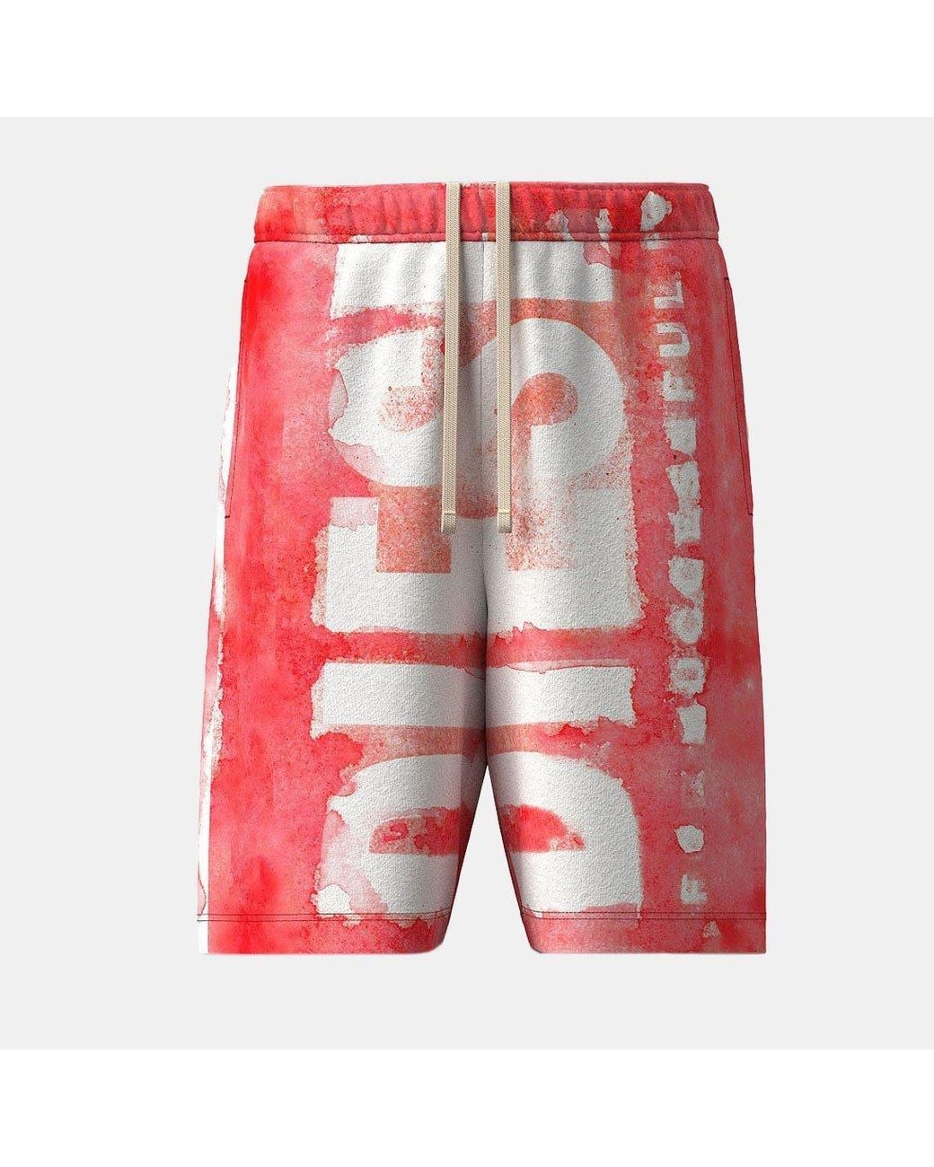 DIESEL Red Fleece Jogger Shorts for men