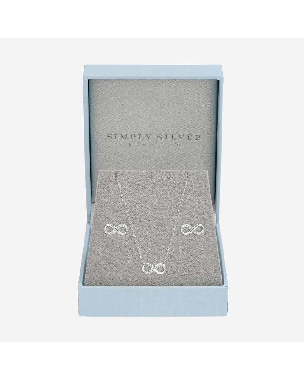 Simply Silver Gray 925 Sterling Plated Pave Infinity Set