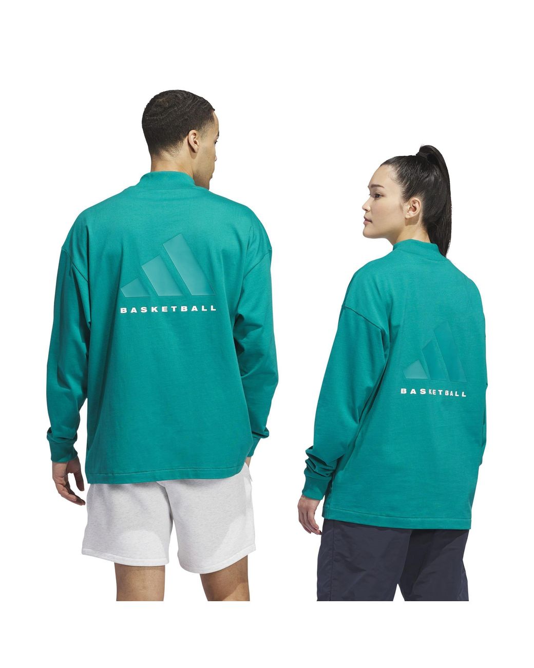 Adidas Blue Basketball Long Sleeve Tee T-Shirt for men