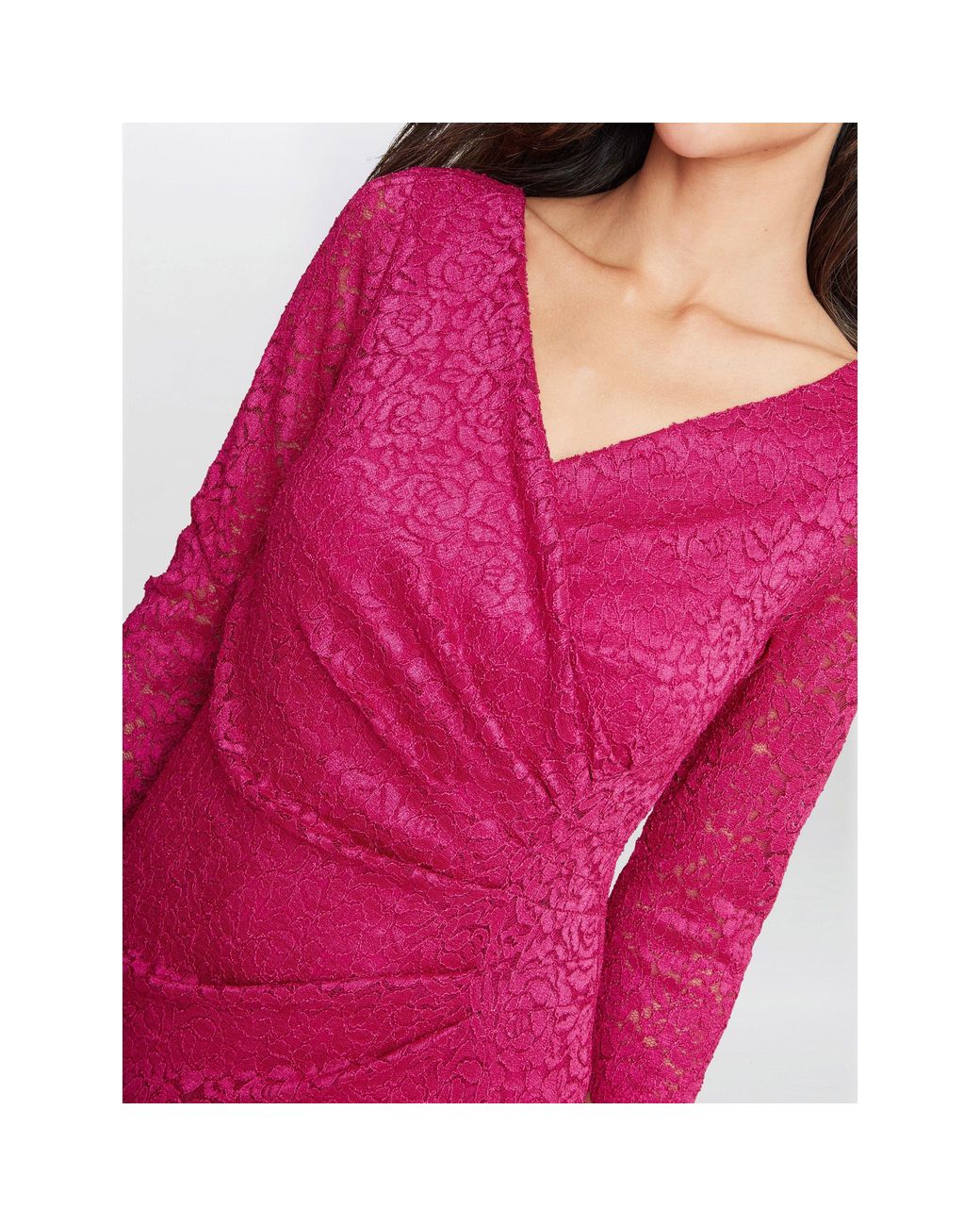 Gina Bacconi Pink Melody Lace Party Wrap Dress