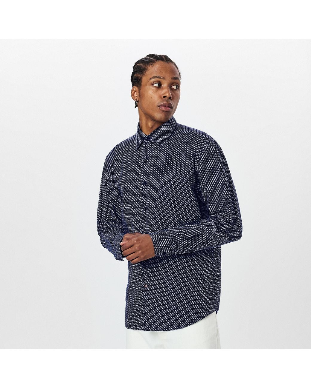 Boss Blue Hbb Chal Kent Patterned Short-Sleeve Shirt for men