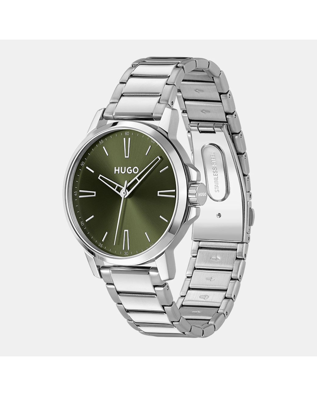 HUGO Metallic Gents #Smooth Stainless Steel Bracelet Watch for men