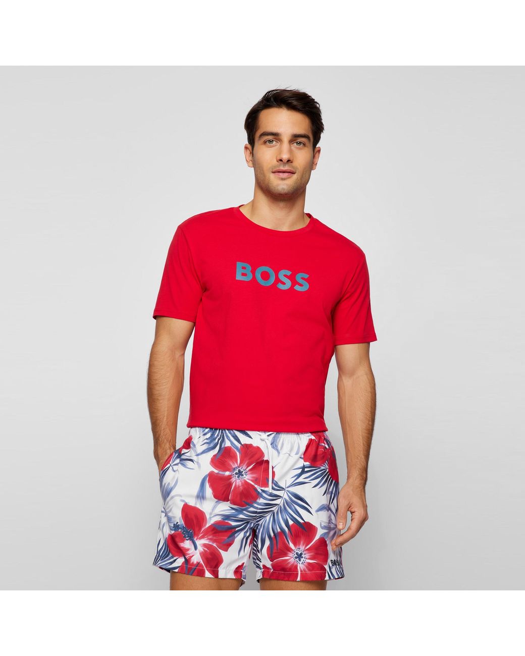 Boss Red Bodywear Short Sleeve T-Shirt With Logo Print Detail for men