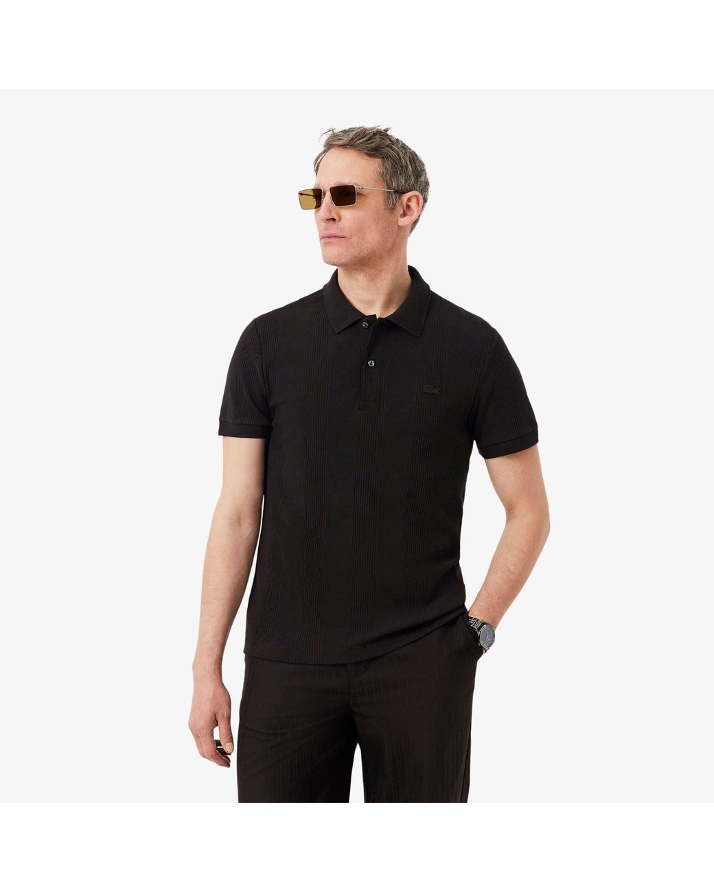 Lacoste Black Short Sleeve Polo Shirt for men