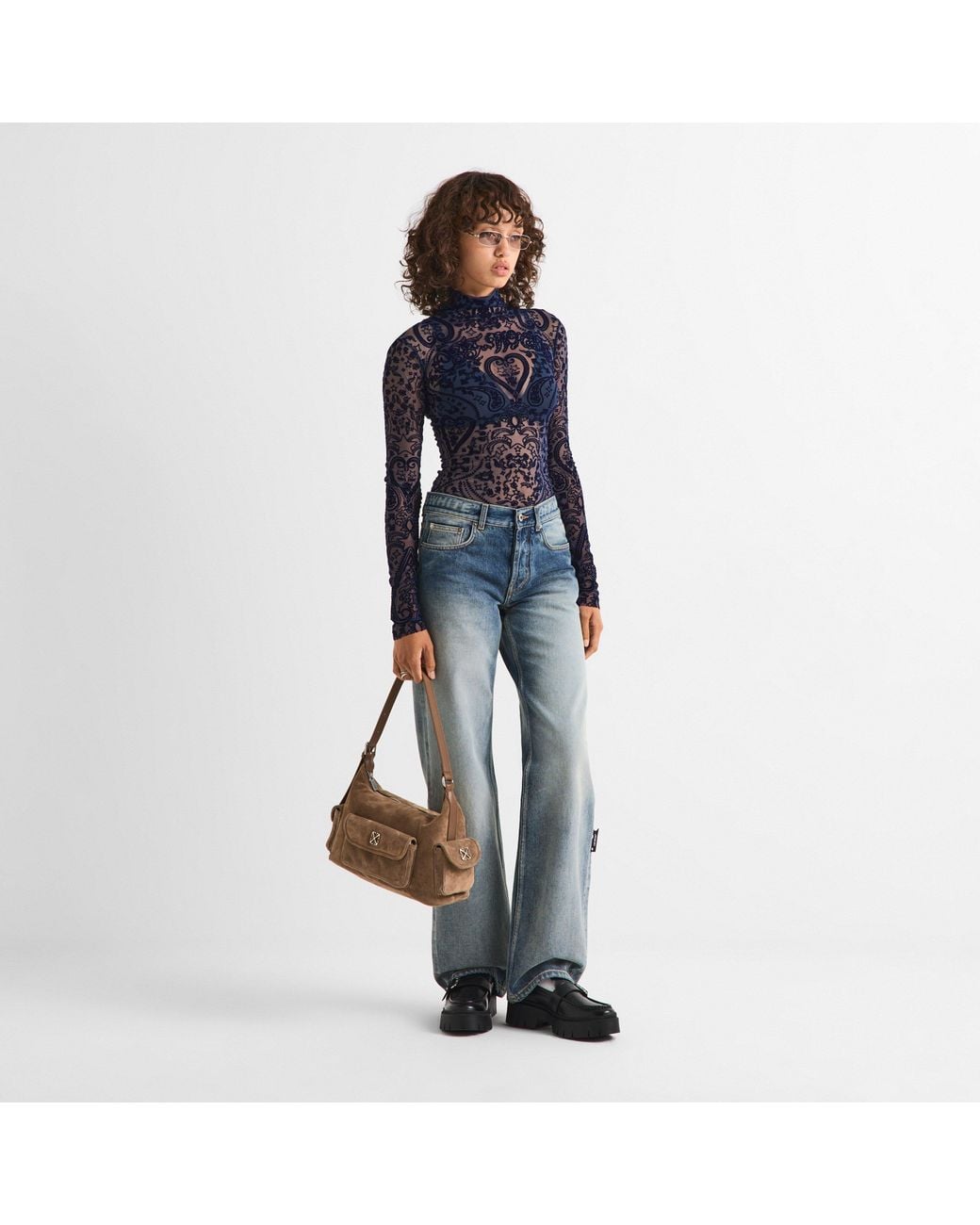 Off-White c/o Virgil Abloh Blue Paisley Turtleneck Slim-Fit Long-Sleeve T-Shirt