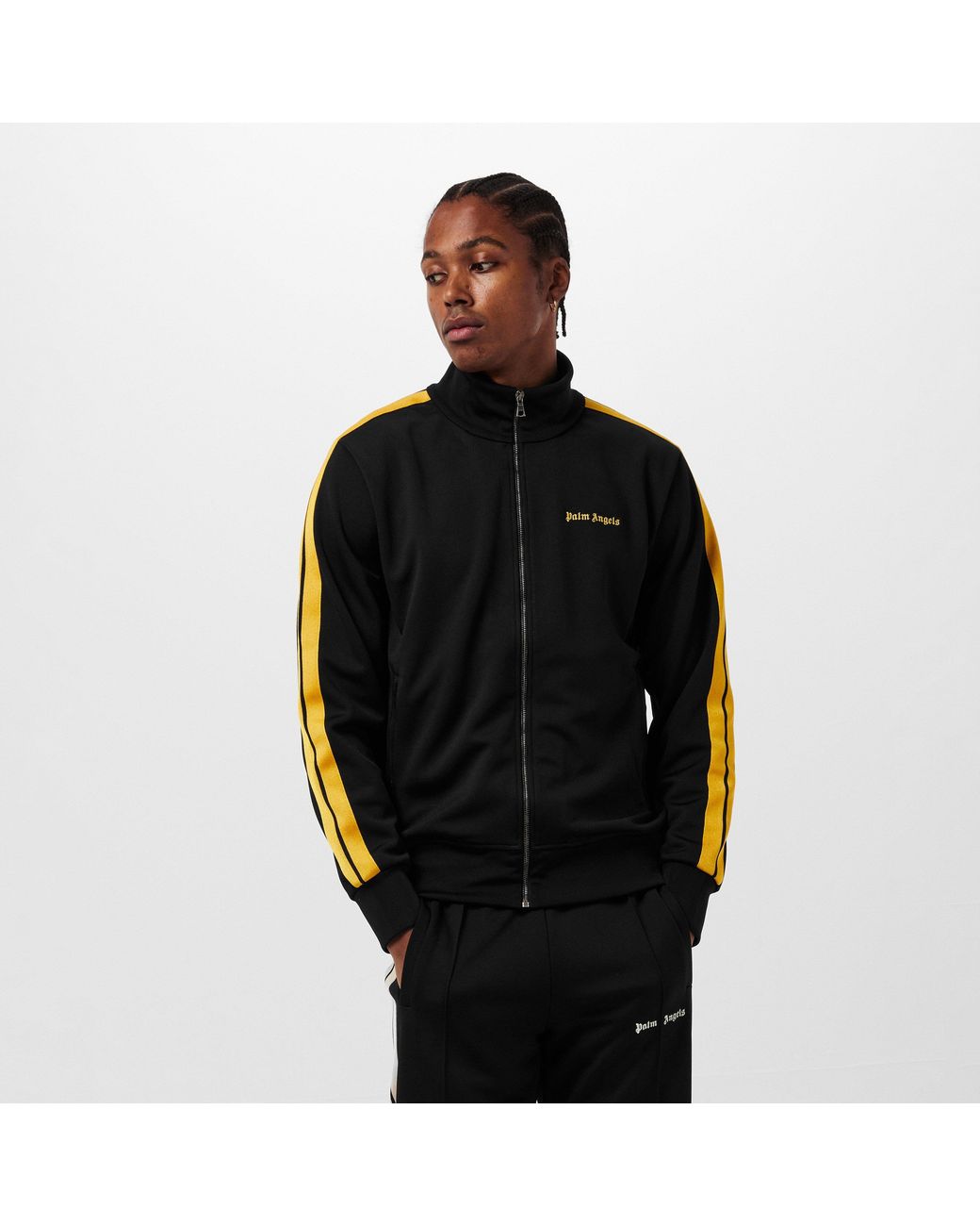 Palm Angels Black Classic Track Side Stripe Relaxed Fit Tracksuit Top for men