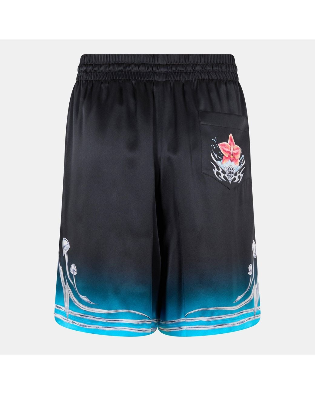 Casablanca Blue Blades Silk Relaxed Fit Woven Tracksuit Shorts for men