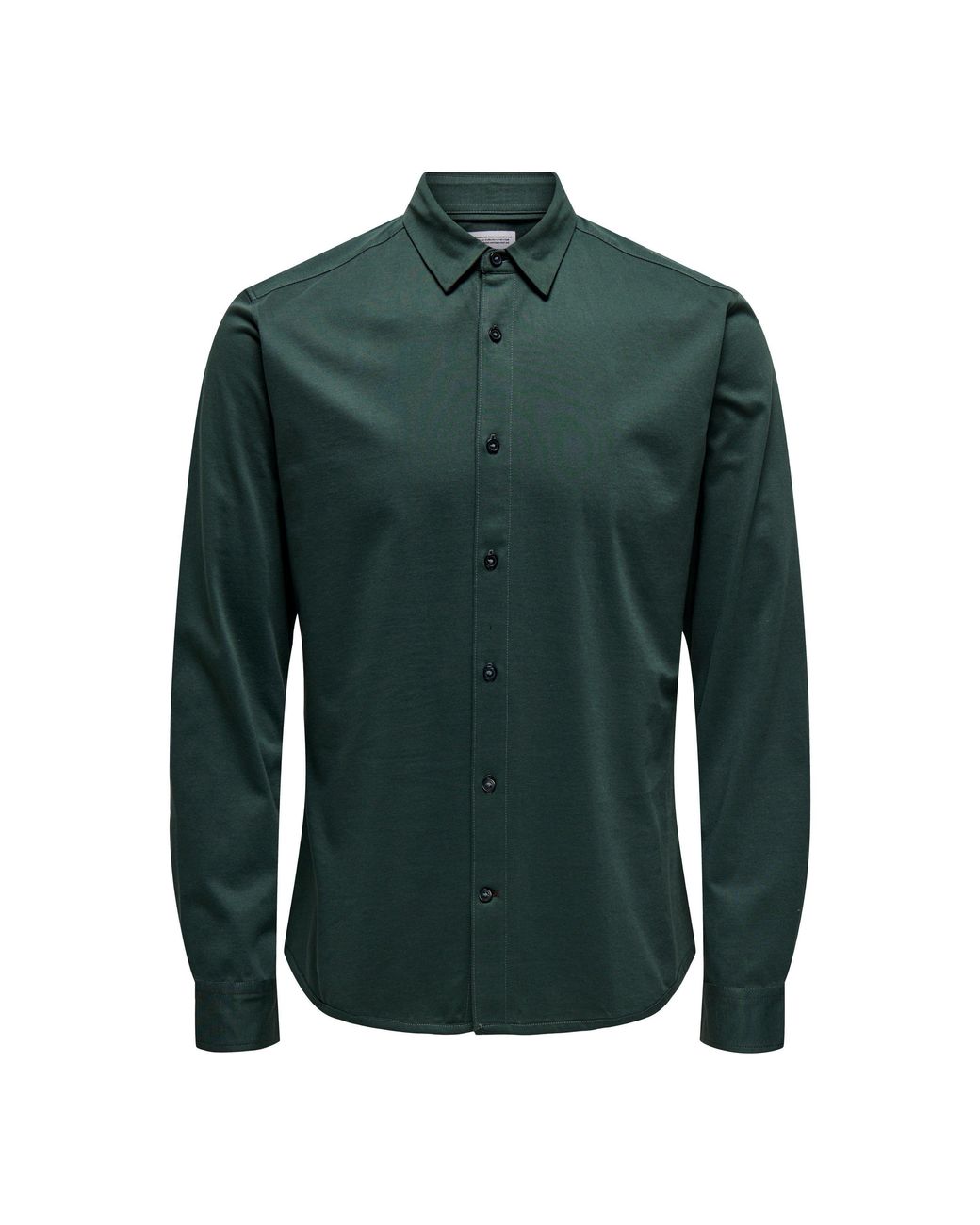 ONLY Green Long-Sleeve Plain Shirt for men