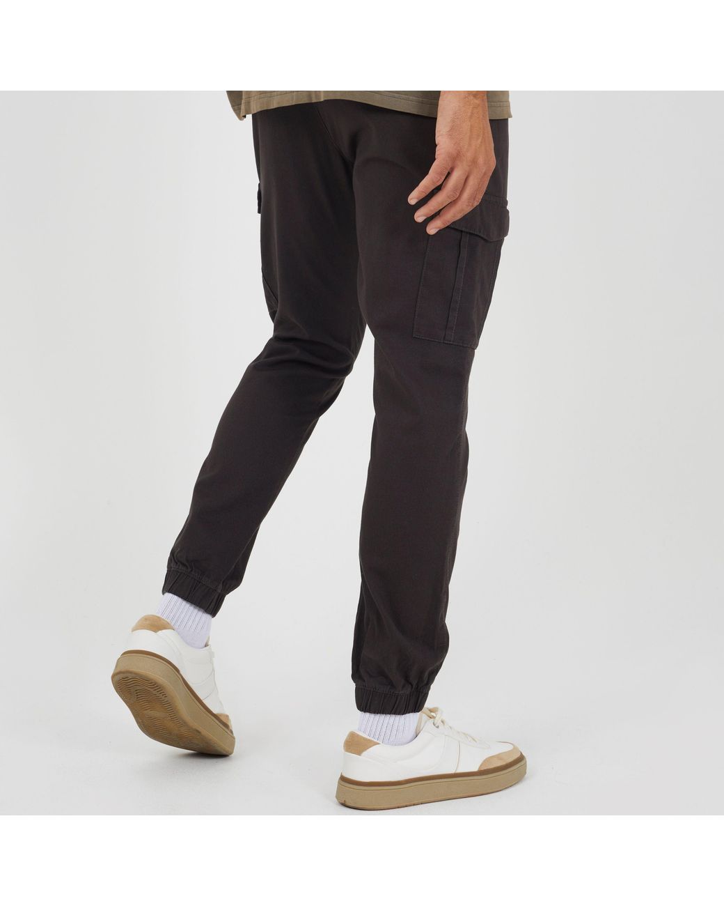 Brave Soul Black Twill Cuffed Trousers for men