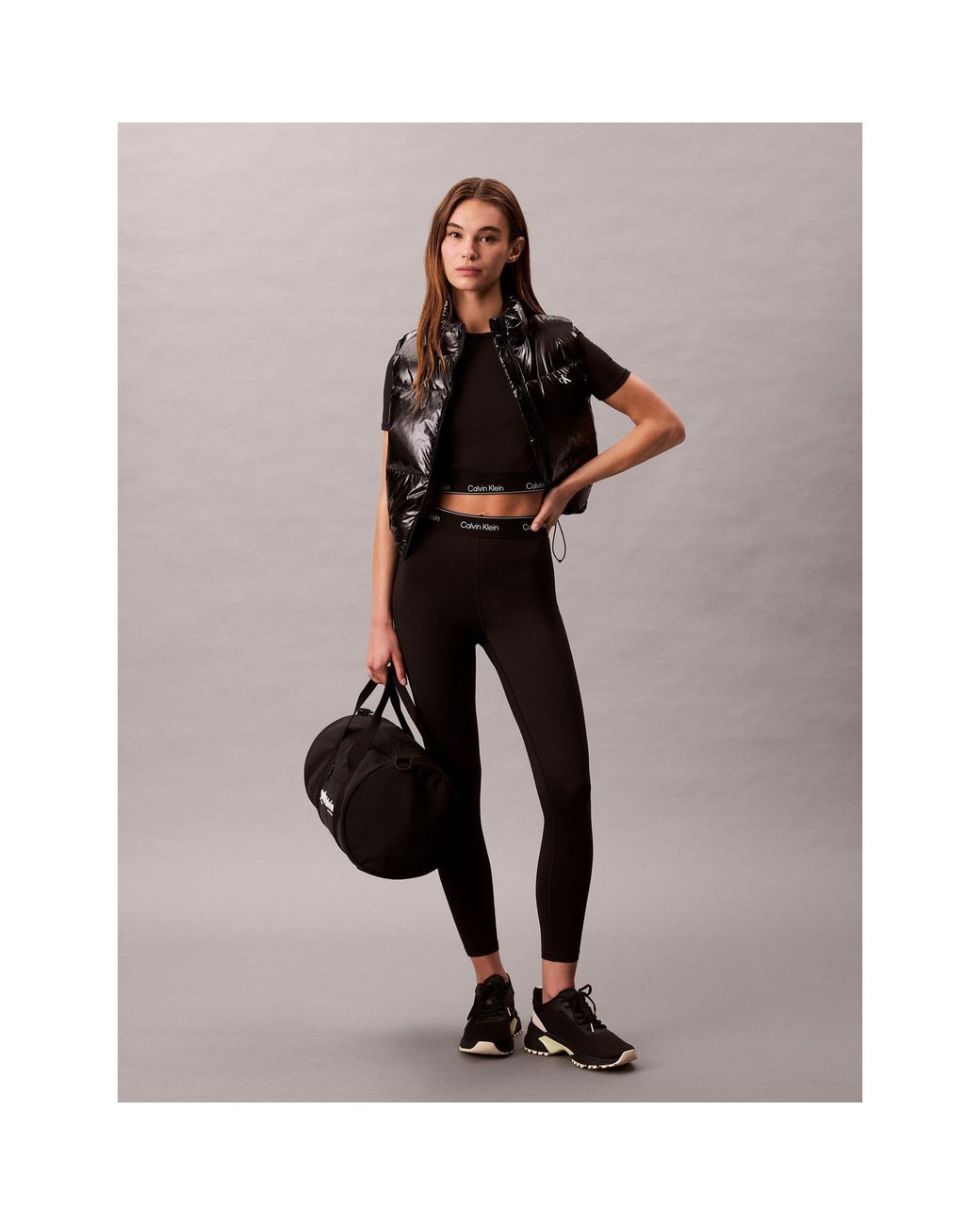 Calvin Klein Black Mod Tape Crop Tops