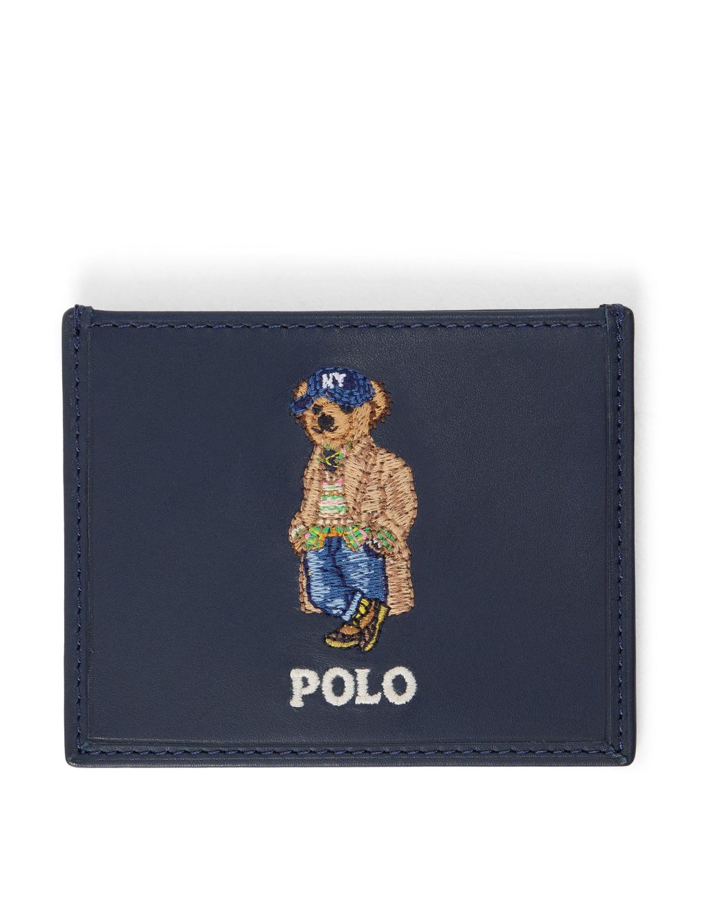 Polo Ralph Lauren Blue Polo Bear Leather Medium Credit Card Holder for men
