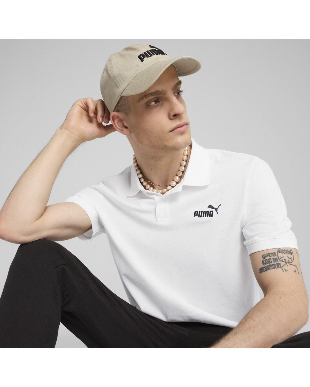 PUMA White No.1 Pique Short-Sleeve Polo Shirt for men