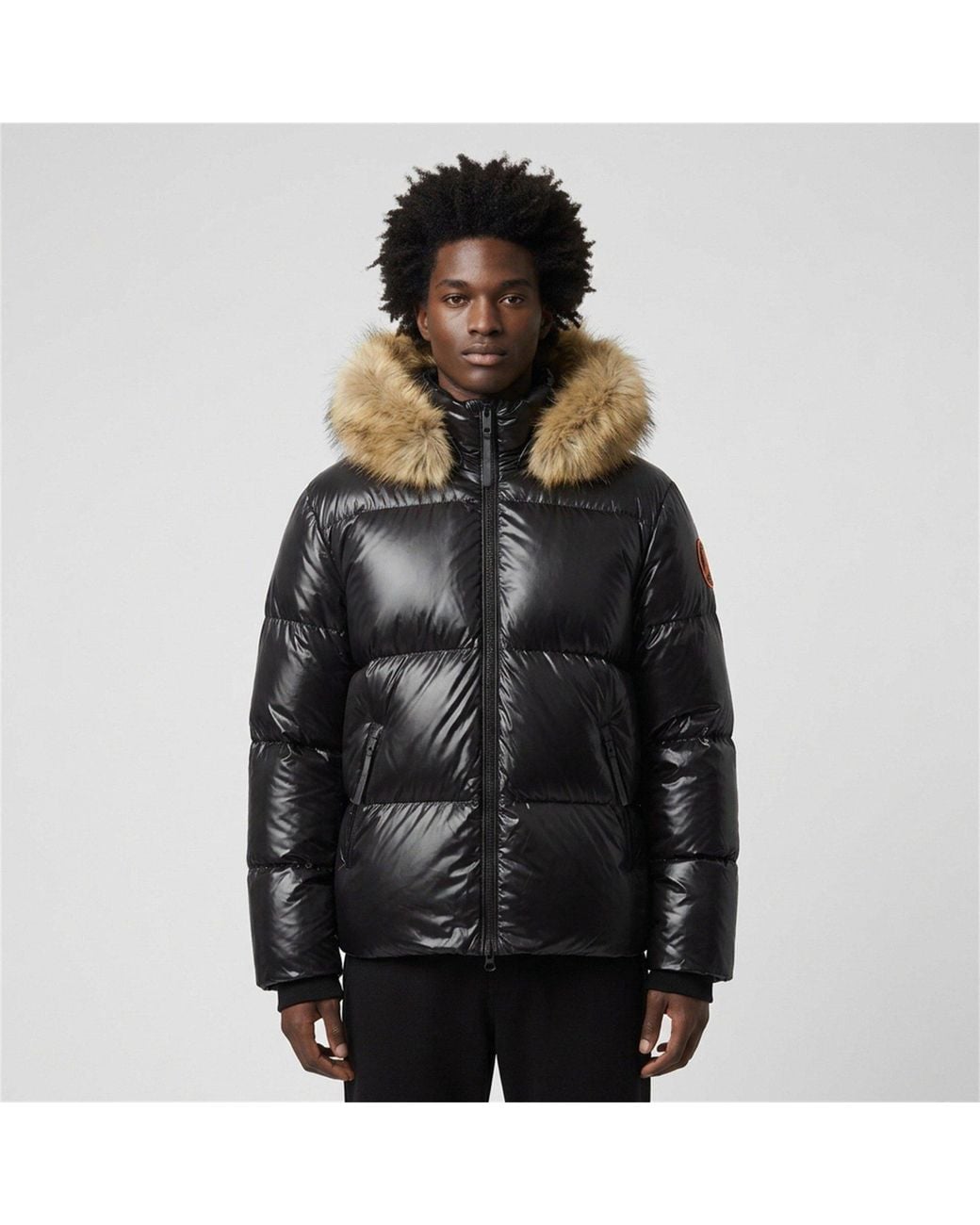 ARCTIC ARMY Black Puffer Og Hooded Long Sleeve Short Puffer Jacket for men