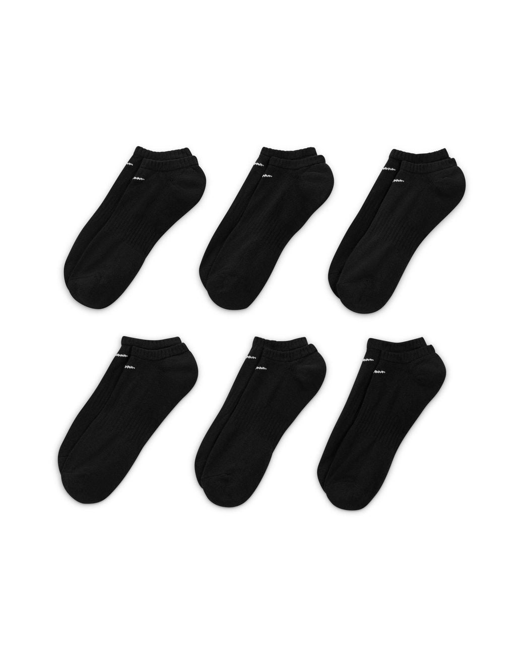 Nike Black 6 Pack No Show Trainer Socks for men