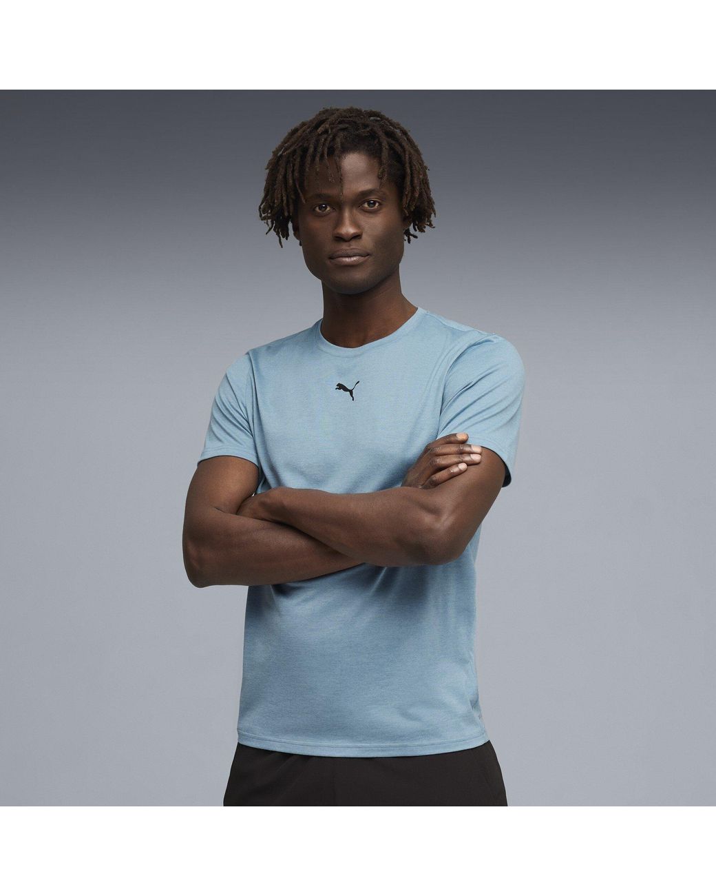 PUMA Blue Tad Short Sleeve Performance Gym Top for men