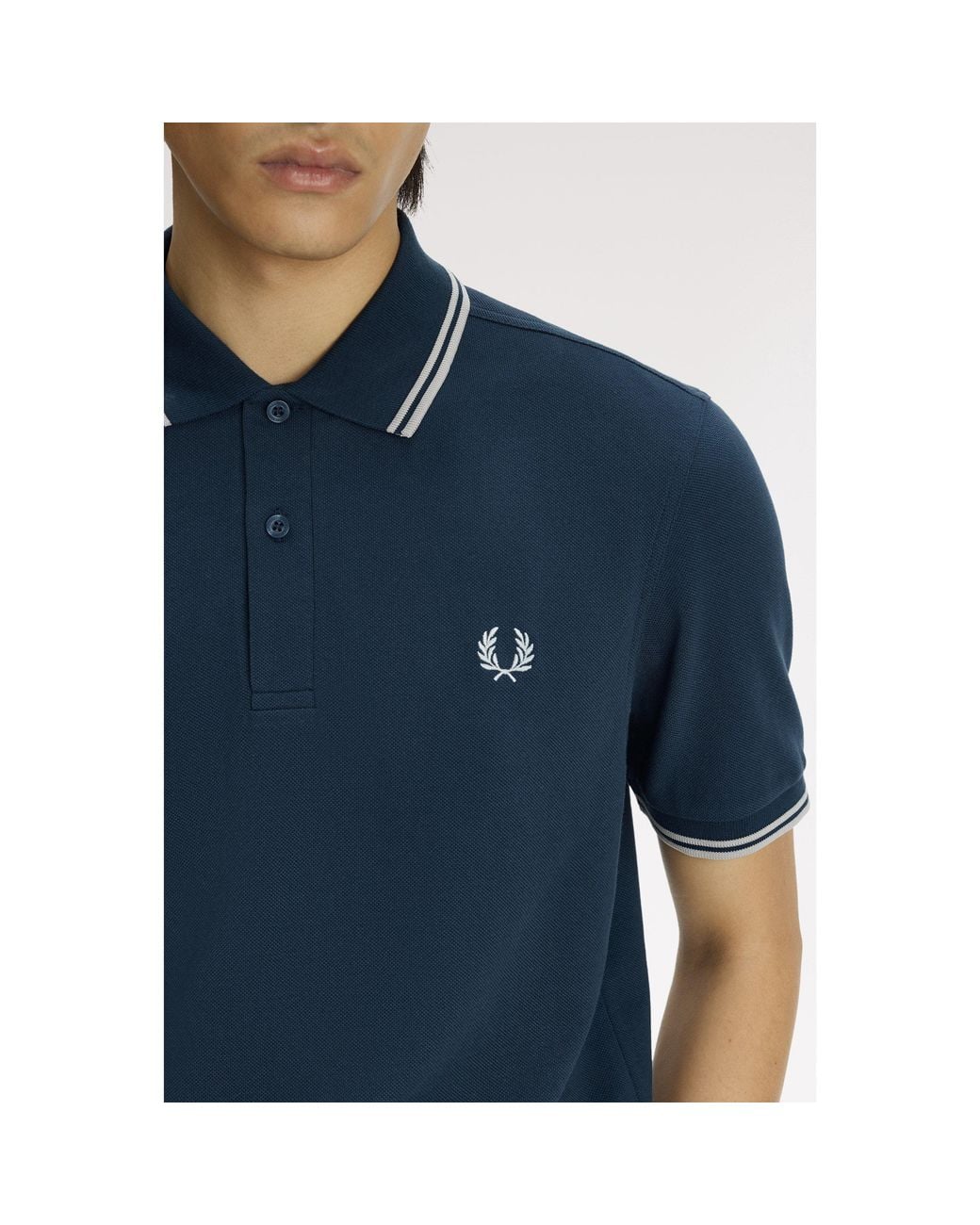 Fred Perry Blue Short Sleeve Twin Tipped Polo Shirt for men