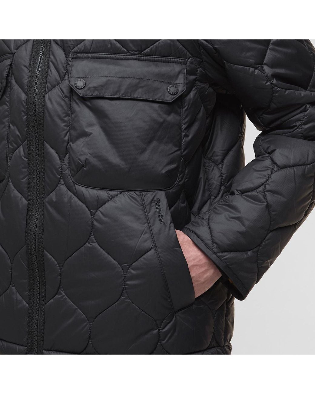 Barbour Black Re-Engineered Hooded Spey Long Sleeve Quilted Jacket for men