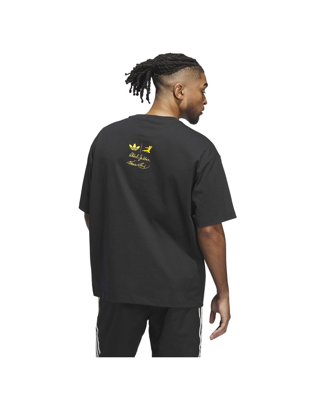 Adidas Black Bruce Lee Kick Cotton Short-Sleeve Oversized-Fit T-Shirt for men