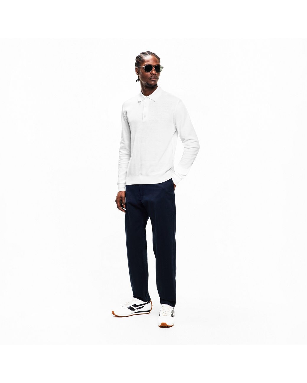 Tom Ford White Tf Piquet Long Sleeve Polo Shirt for men