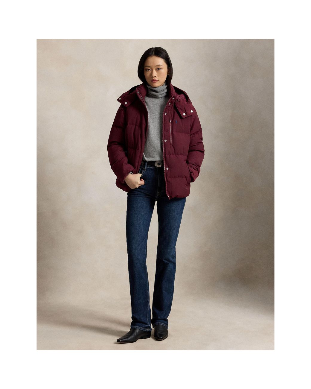 Polo Ralph Lauren Red Carly Duck Down Short Puffer Jacket