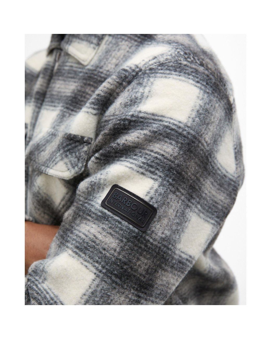 Barbour Gray Clayton Brushed Fleece Overshirt for men
