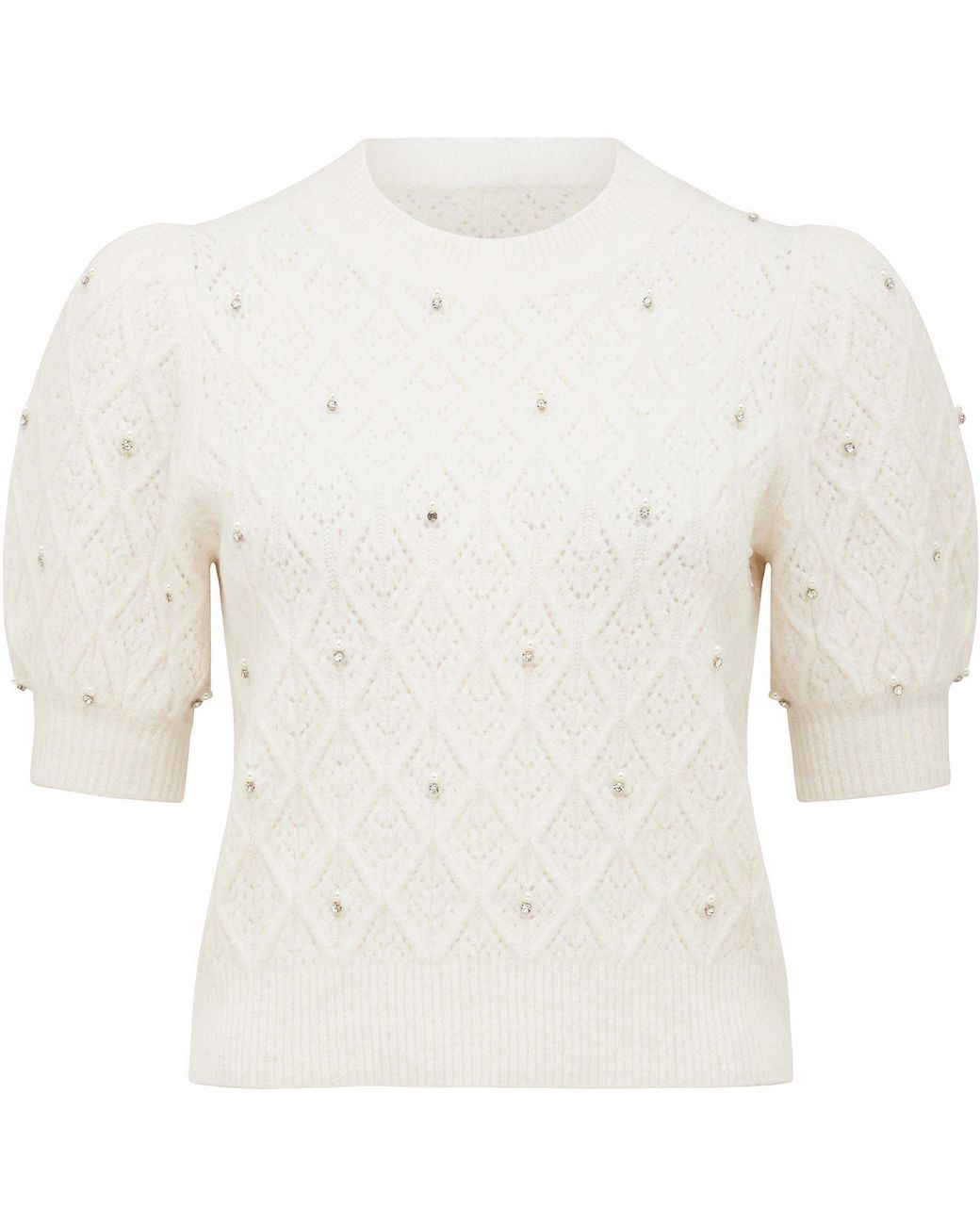 Forever New Blue Sierra Embellished Sleeve Knit Tee