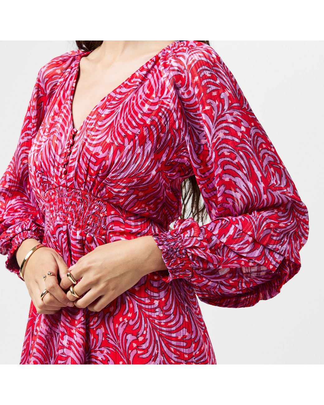 French Connection Red Calista Midi A-Line Dress