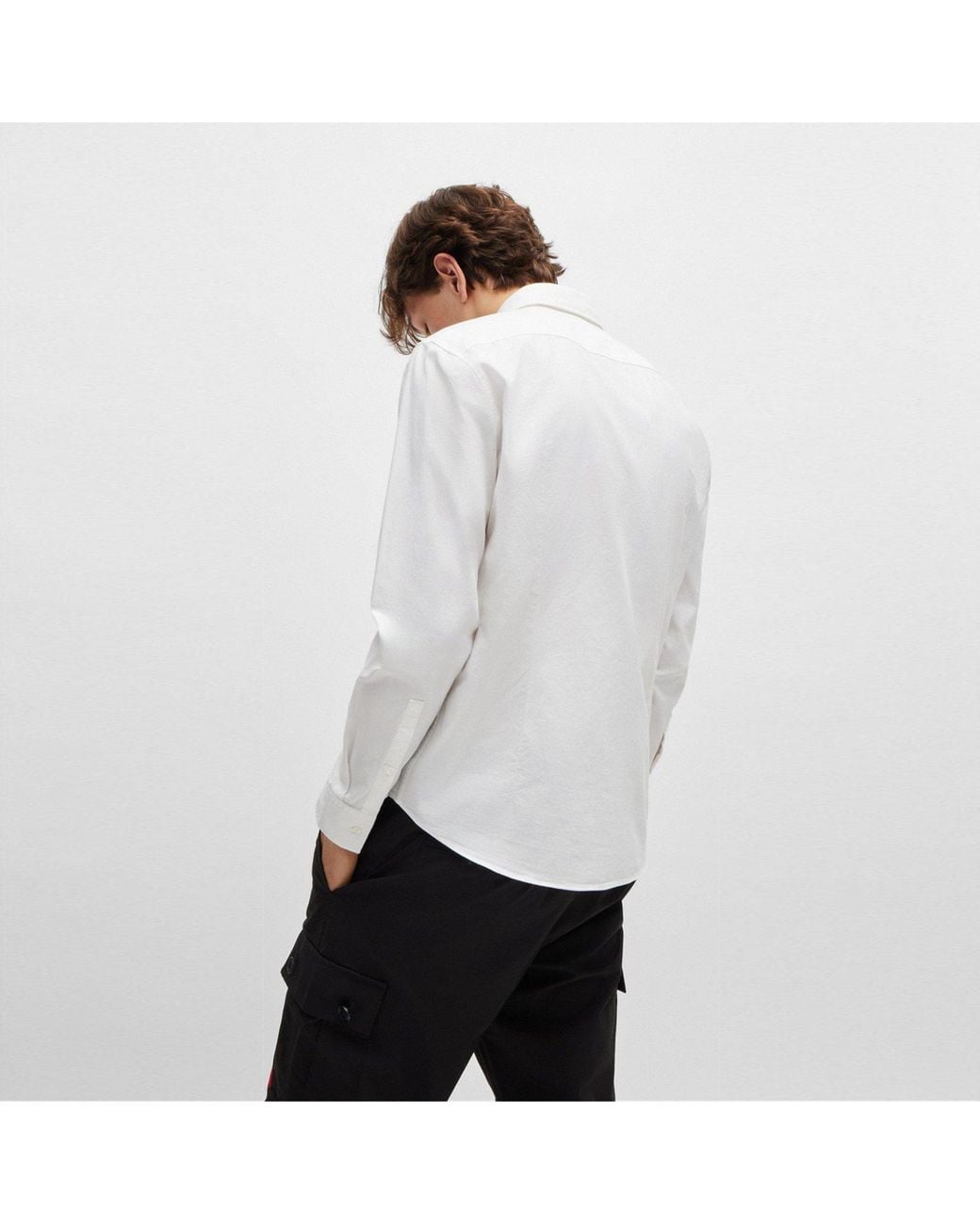 HUGO White Evito Long Sleeve Shirt for men