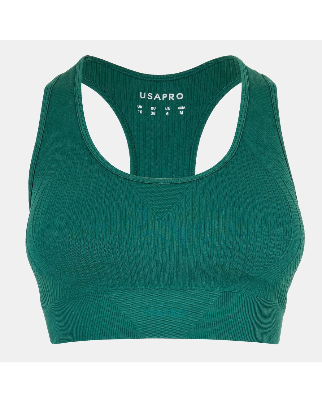 Usa Pro Green Seamless Crop Sports Bra