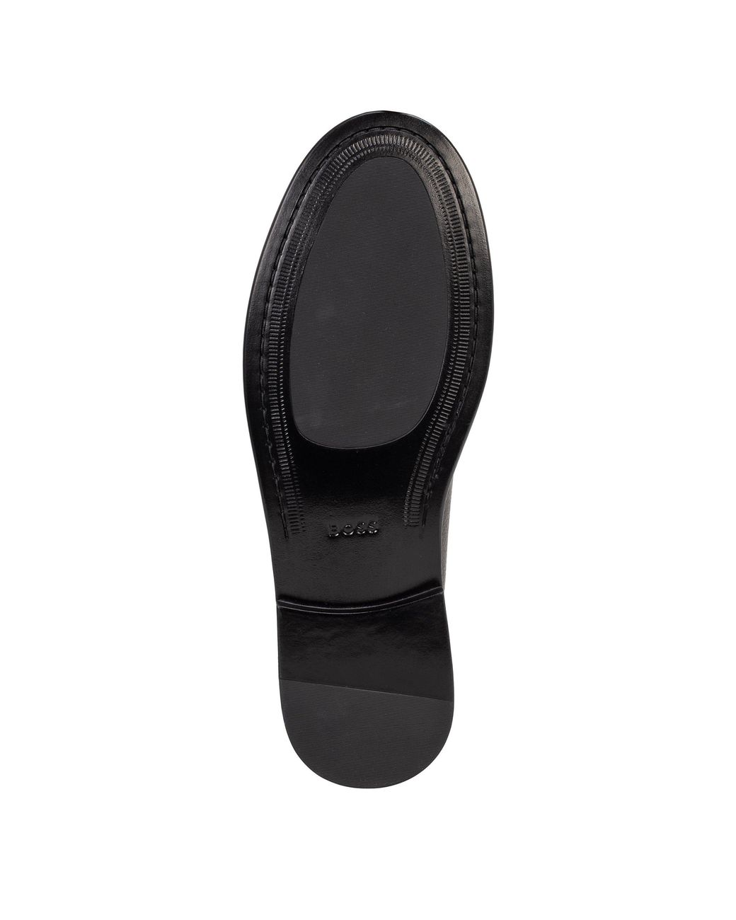 Boss Black Leather Slip-On Loafers With Emed Logo (Tevan) for men