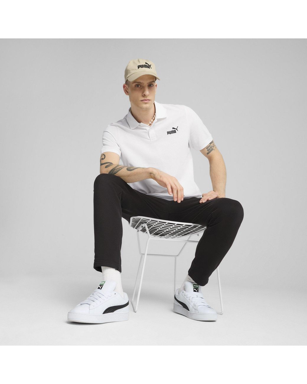 PUMA White No.1 Pique Short-Sleeve Polo Shirt for men