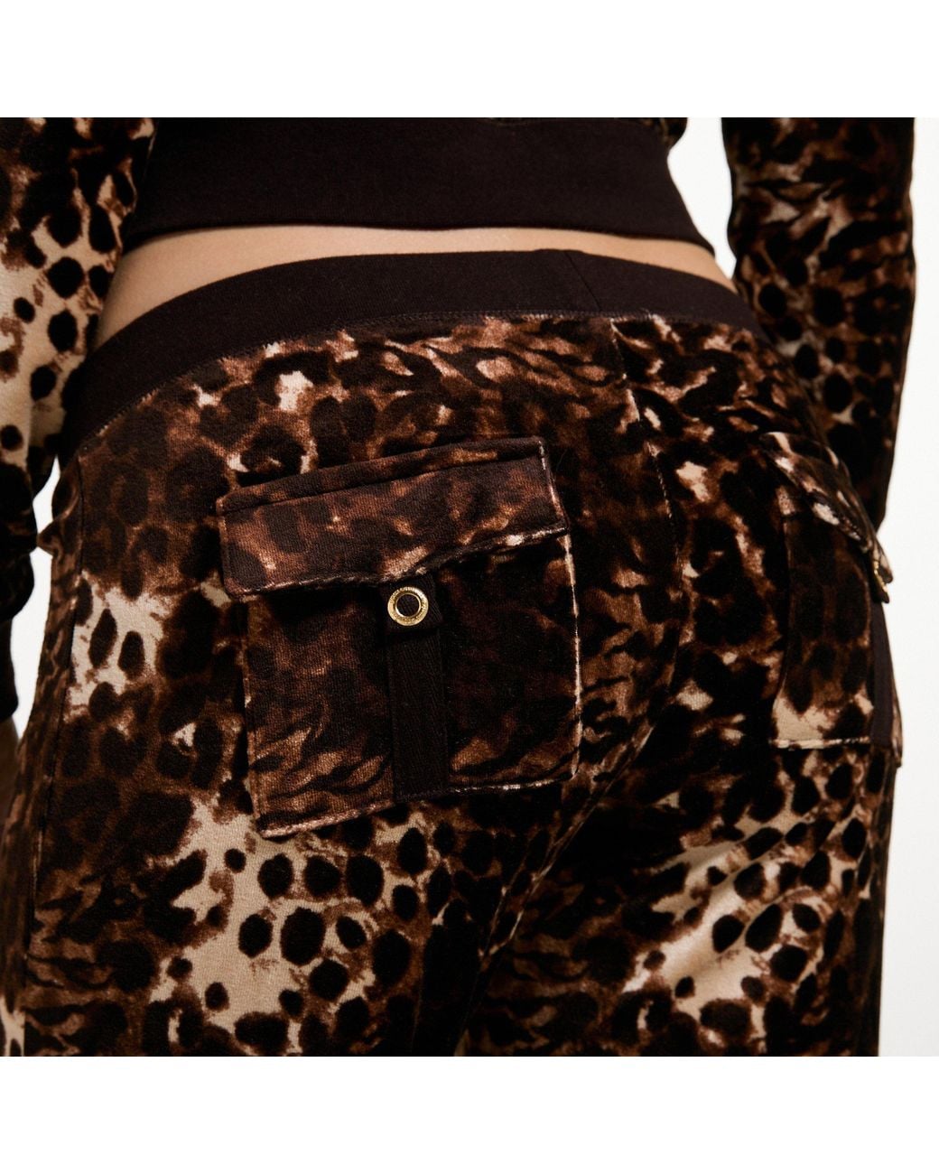 Juicy Couture Brown Velour Animal Print Joggers