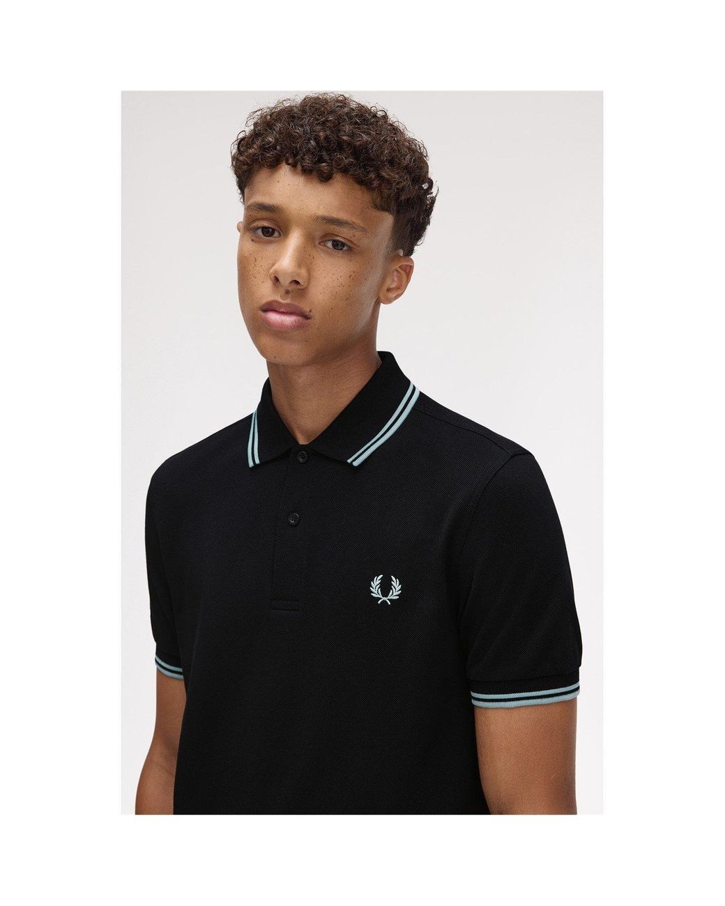 Fred Perry Black Short Sleeve Twin Tipped Polo Shirt for men