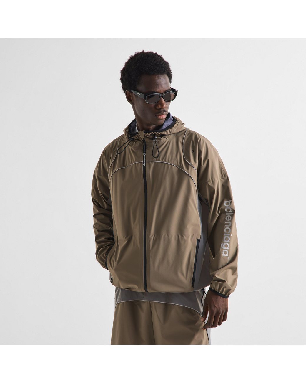 Balenciaga Green Hooded Tracksuit Top for men