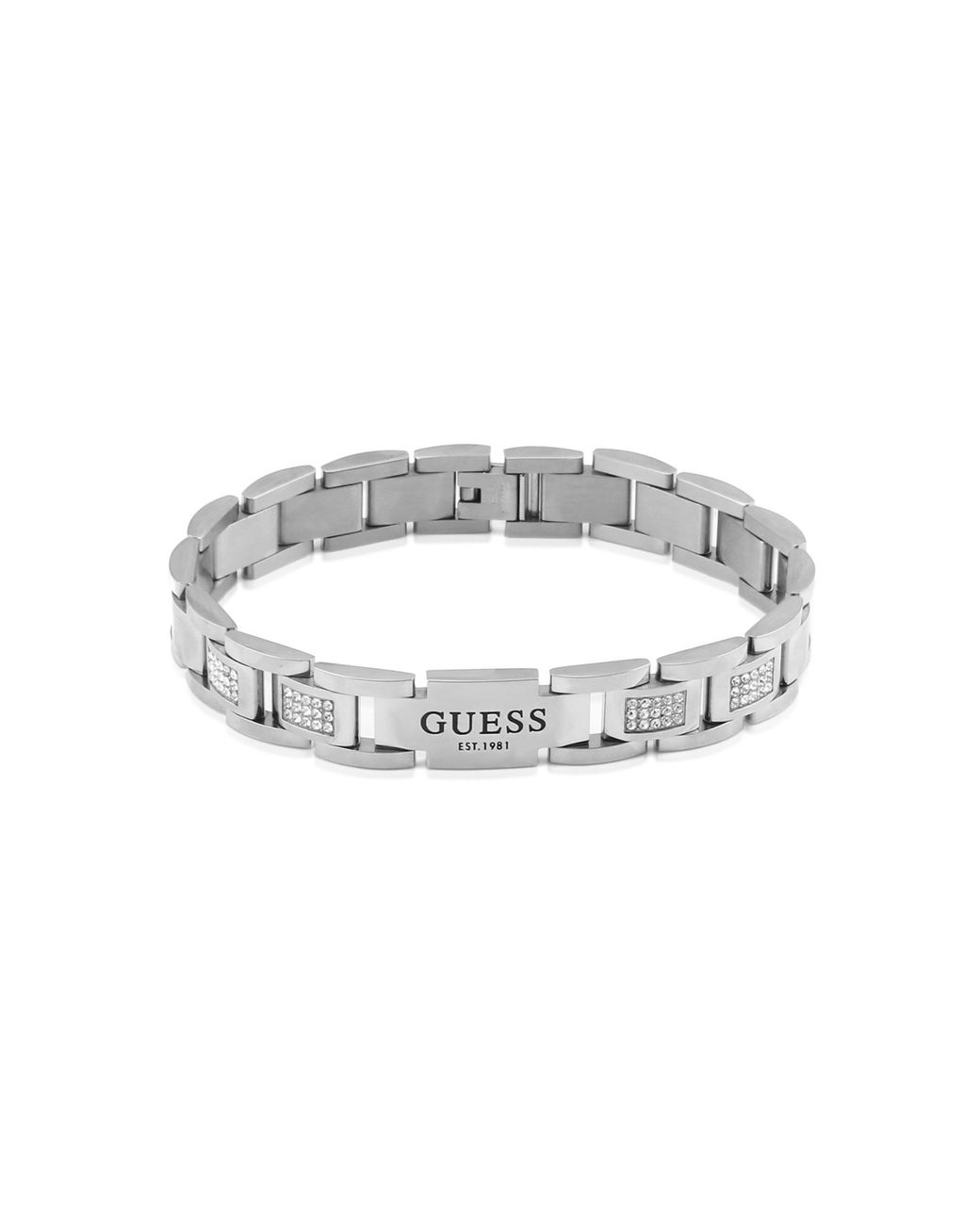 Guess Metallic Flat Cubic Zirconia Chain Bracelet for men