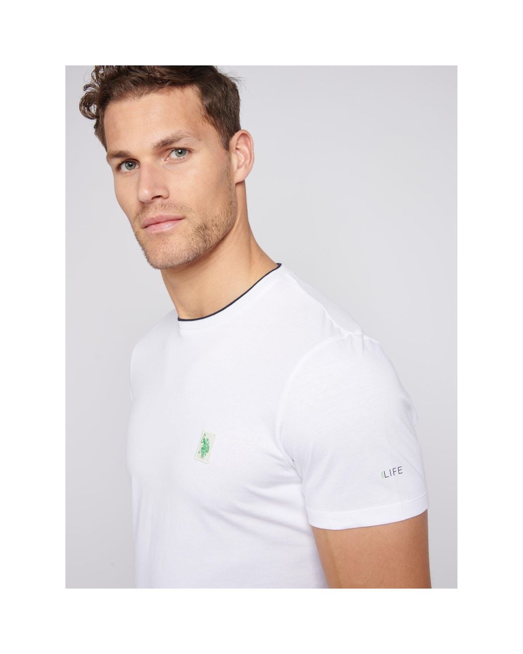 U.S. POLO ASSN. White Uspa Life Double Horsemen Regular Fit T-Shirt for men