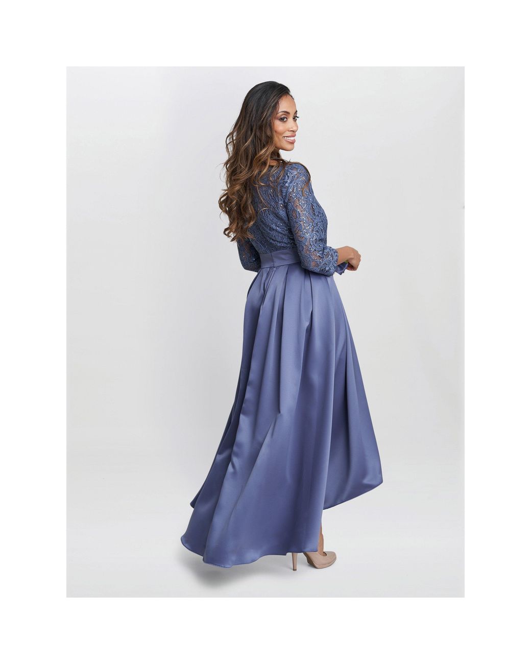 Gina Bacconi Blue Leona Sequin Lace Dress