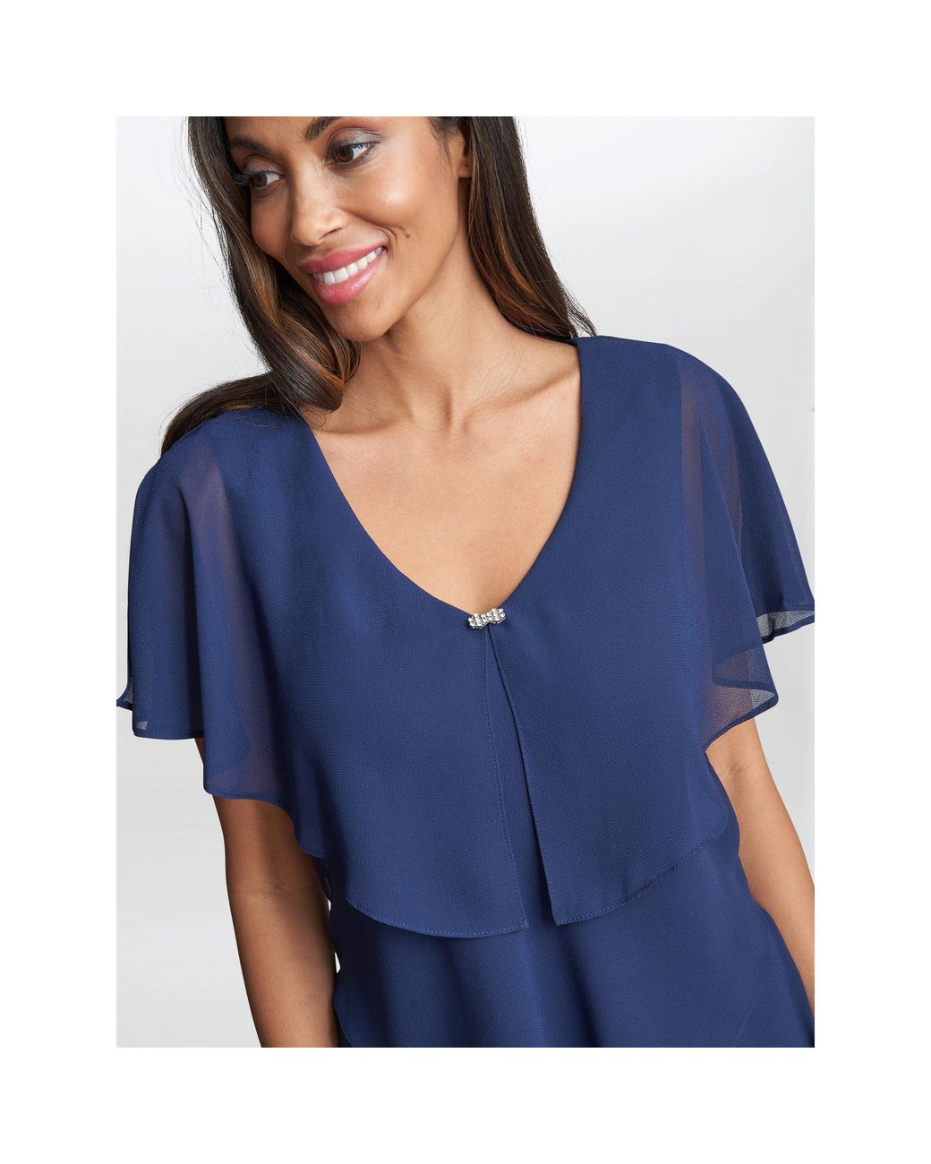 Gina Bacconi Blue Catherine Tiered Maxi Dress