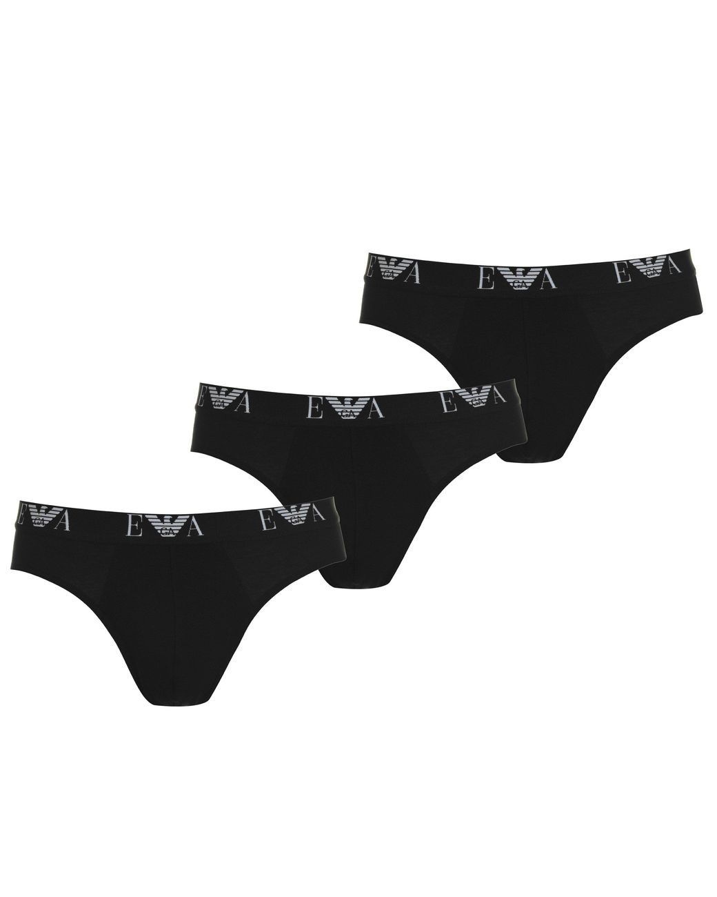 Emporio Armani Black 3 Pack Cotton Mid Rise Briefs for men